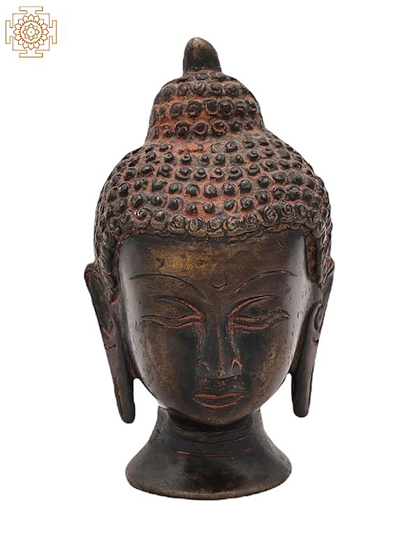 4" Tibetan Buddhist Lord Buddha Head in Brass | Handmade | Made in India