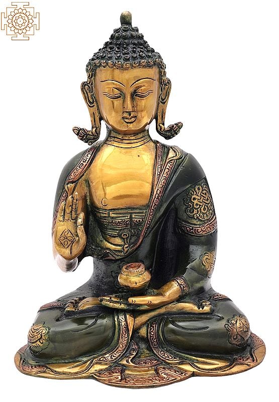 10" Tibetan Buddhist Healing Buddha | Medicine Buddha | Brass Statue | Handmade | Made In India