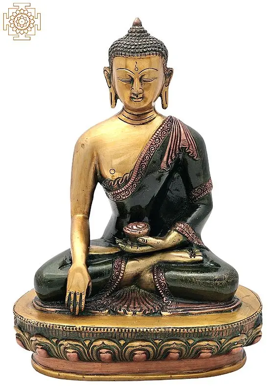 10.5" Buddha Brass Statue | Lord Buddha in Mara Vijay Mudra Brass Statue | Medicine Buddha | Handmade | Made In India