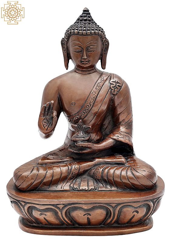 9.5" Tibetan Buddhist Healing Buddha | Medicine Buddha | Brass Statue | Handmade | Made In India