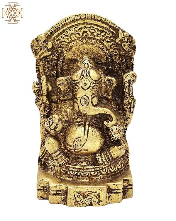 4.5" Small Ganesha Statue | Blessing Ganapati Brass Idol