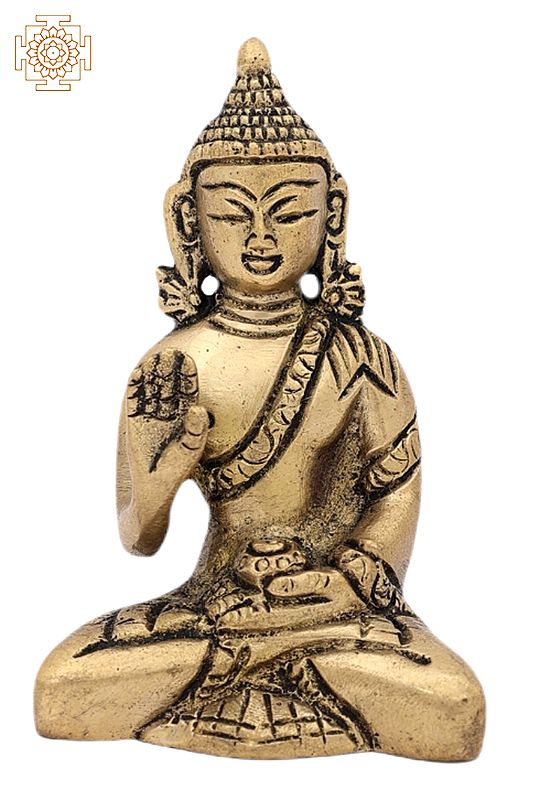 3" Tibetan Buddhist Lord Buddha | Handmade | Buddha Shakyamuni Brass Statue | Home Decor Items | Made In India