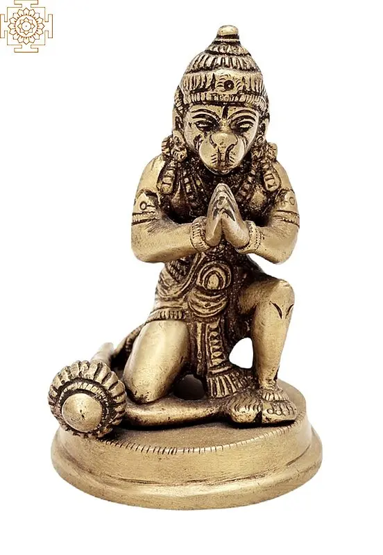 3.8" Small Bhagwan Hanuman Ji Statue | Handmade | Lord Hanuman Brass Statue | Monkey God | Home Decor | Made in India