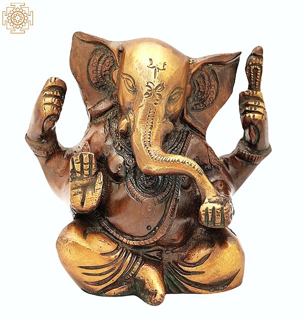 4" Lord Ganesha Statue | Handmade | Brass Ganesha Statue | Vinayak Statue | Made in India