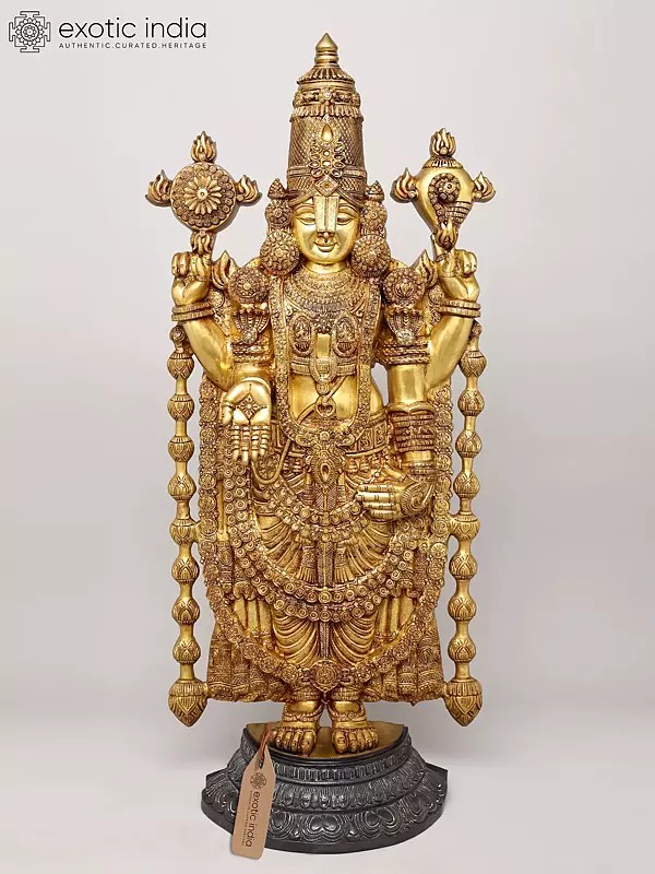 47" Large Superfine Lord Venkateshvara as Balaji at Tirupati | Brass Statue | Handmade | Made In India