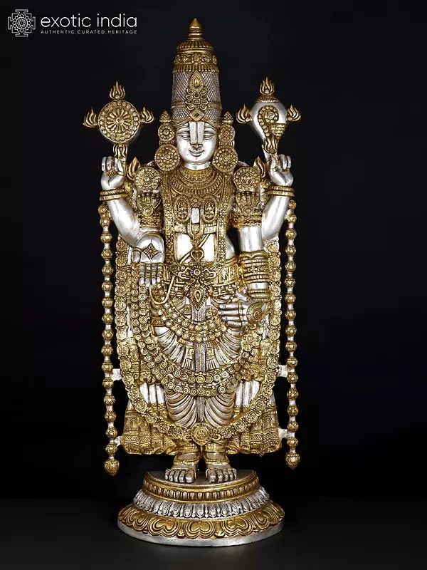 47" Large Superfine Lord Venkateshvara as Balaji at Tirupati | Brass Statue | Handmade | Made In India