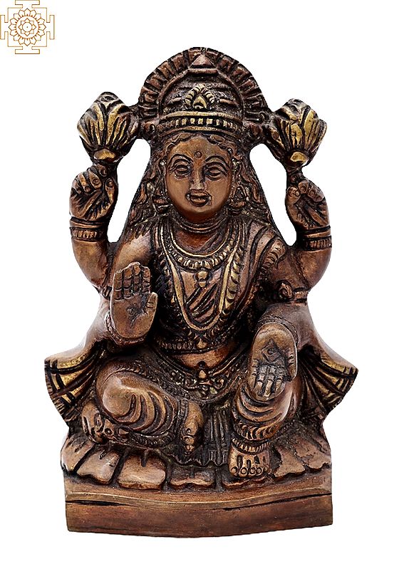 5" Blessing Goddess Lakshmi Statue | Handmade | Goddess Lakshmi Brass Statue | Home Decor | Made in India