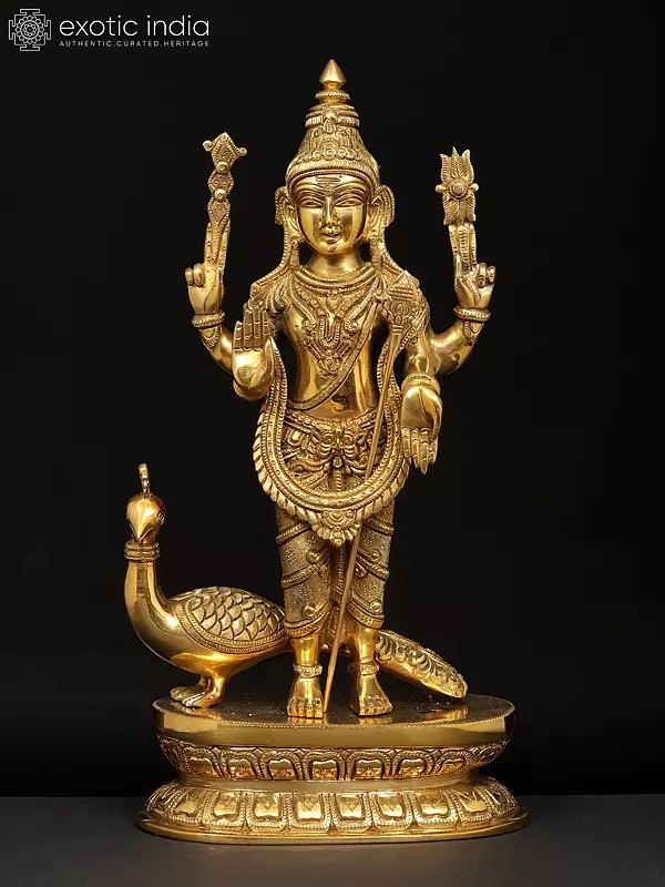 16 Karttikeya (Murugan) | Brass Statue | Handmade | Made In India"