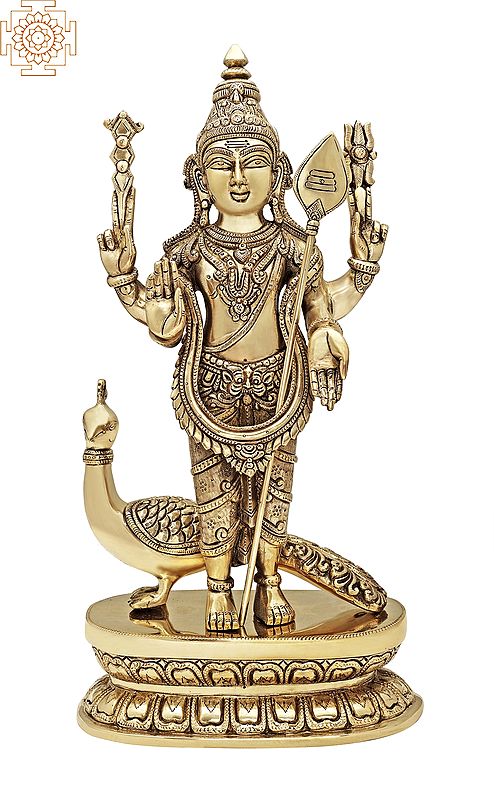 16 Karttikeya (Murugan) | Brass Statue | Handmade | Made In India"