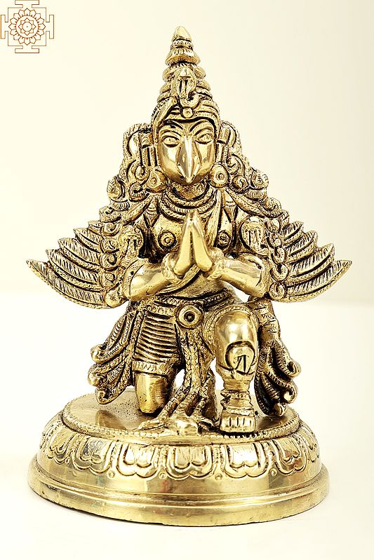 5" Garuda (Vahana of Vishnu) | Brass Garuda | Brass Statue | Handmade | Made In India