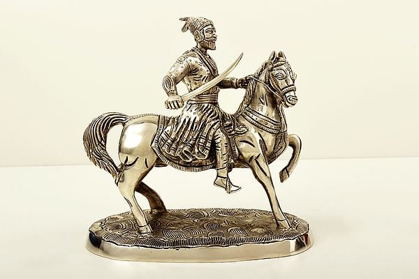 9" Chhatrapati Shivaji Maharaj on Horse | Brass Chhatrapati Shivaji Maharaj | Chhatrapati Shivaji Maharaj Statue | Handmade | Made In India