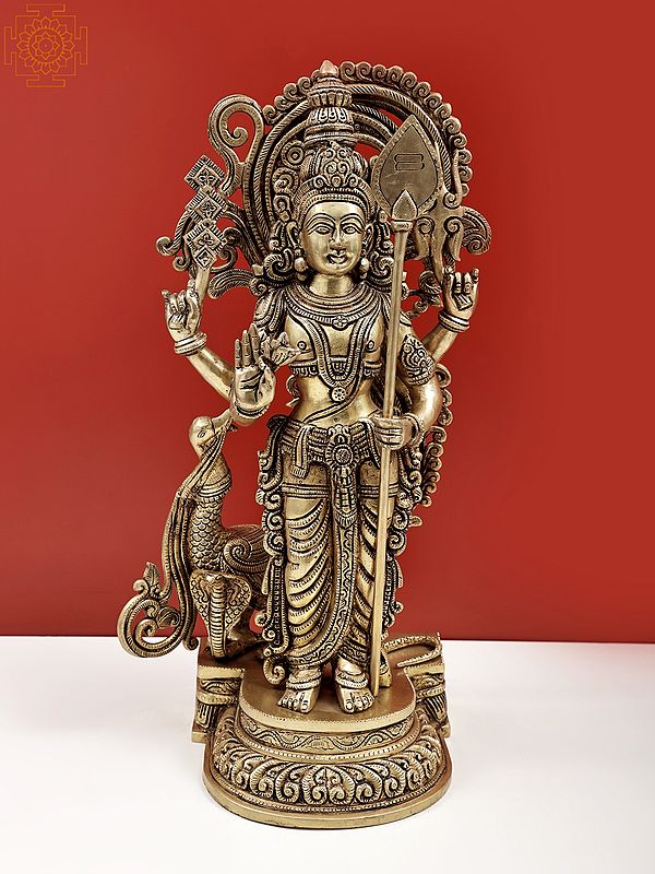 20" Karttikeya (Murugan) | Brass Statue | Handmade