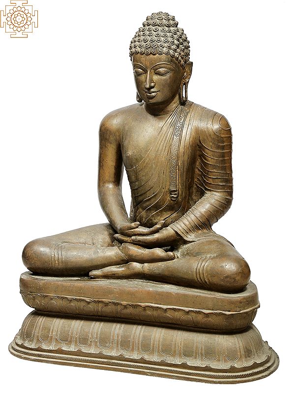 Old Vintage Bronze Buddha Statue Dhyana Meditation Mudra Wisdom Religious Statue