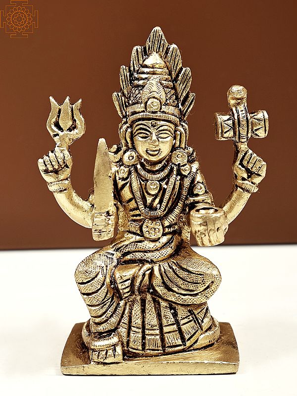 3" Goddess Mariamman Small Brass Statue | Handmade Idols