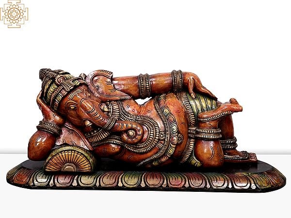 50" Large Wooden Relaxing Ganesha | Wooden Ganesha | Handmade