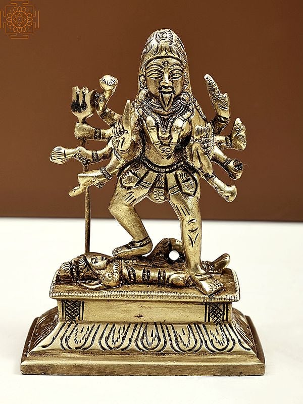 4" Small Maa Kali Brass Statue | Handmade Metal Idols