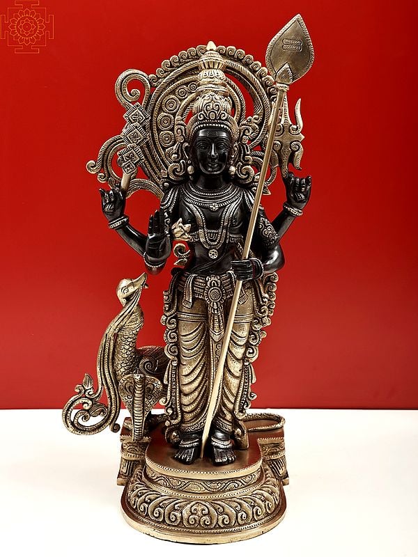 20" Karttikeya (Murugan) | Brass Statue | Handmade