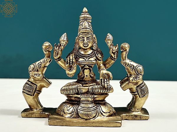 4" Small Gajalakshmi | Brass Gajalakshmi | Handmade