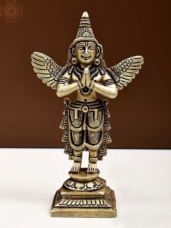 6" Small Garuda in Namaskara Mudra | Brass | Handmade