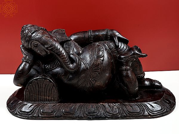 22" Wooden Relaxing Ganesha | Wooden Ganesha | Handmade