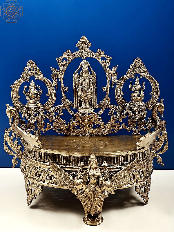 21" Tirupati Balaji with Ganesha, Lakshmi and Saraswati Pedestal | Handmade