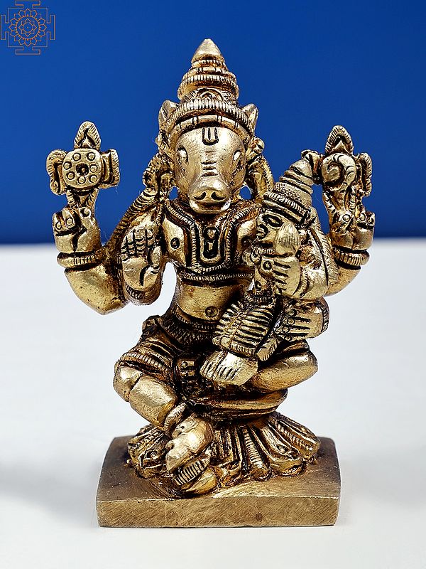 3" Small Varaha Avatara of Vishnu with Devi Lakshmi | Handmade