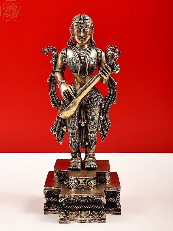14" Standing Devi Saraswati | Handmade