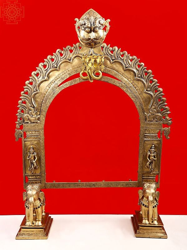 46" Large Elephant Brass Prabhavali (Arch) | Handmade