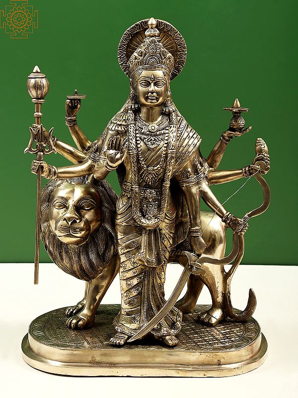 18" Standing Maa Durga (Sherawali Maa) | Handmade