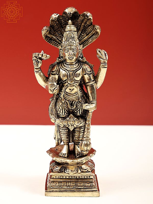 7" Standing Bhagwan Vishnu Statue | Handmade Brass Sculptures