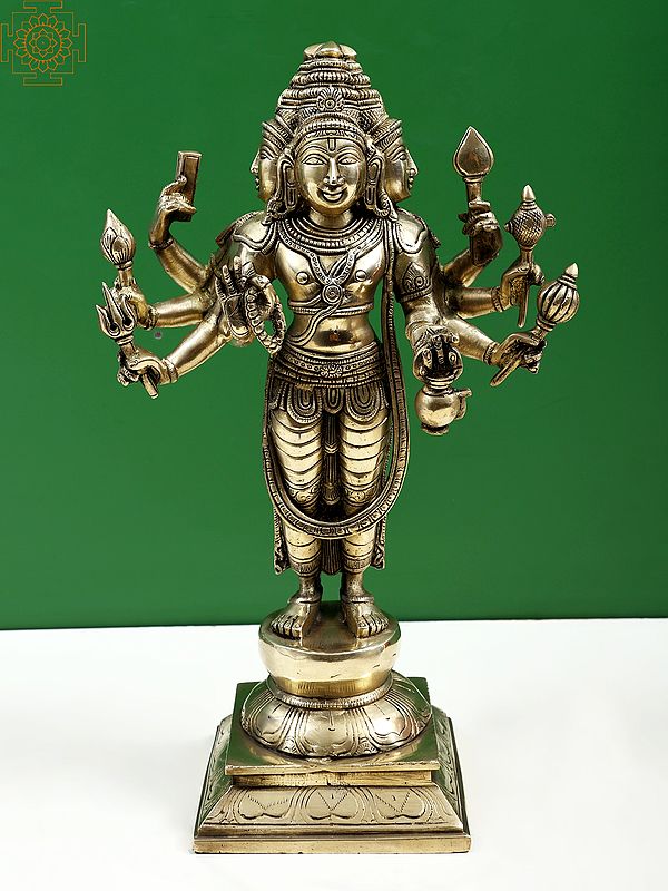 15" Standing Brass Brahma Ji | Handmade