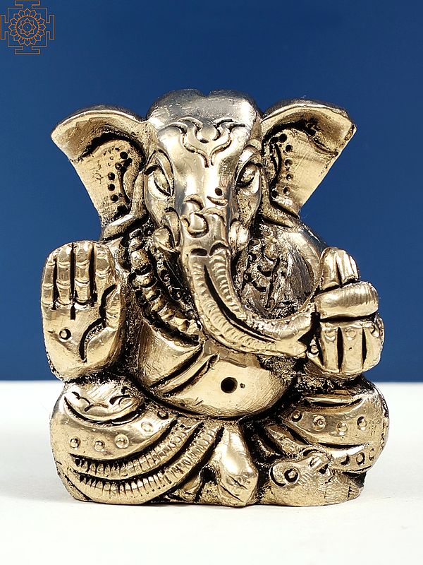 1" Small Blessing Seated Ganesha Sculpture | Handmade