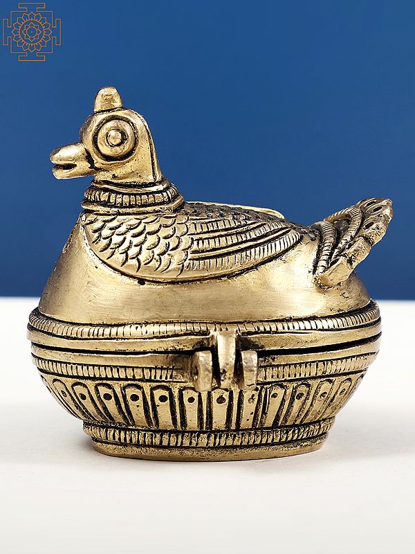 2" Brass Duck Kumkum Box | Handmade