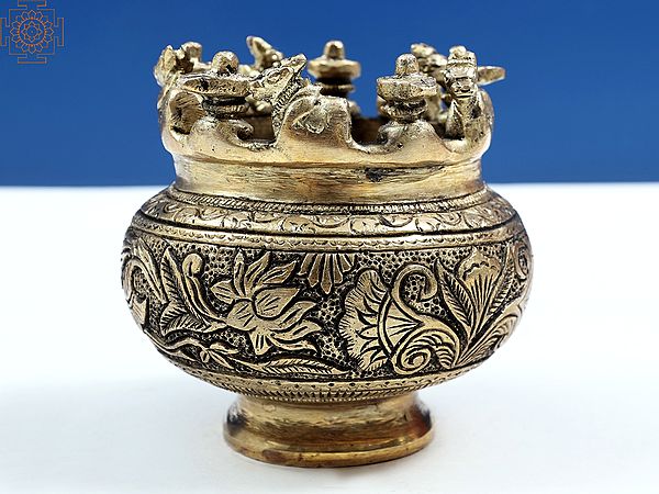3" Small Brass Shivling & Nandi Kalash | Handmade Metal Statues