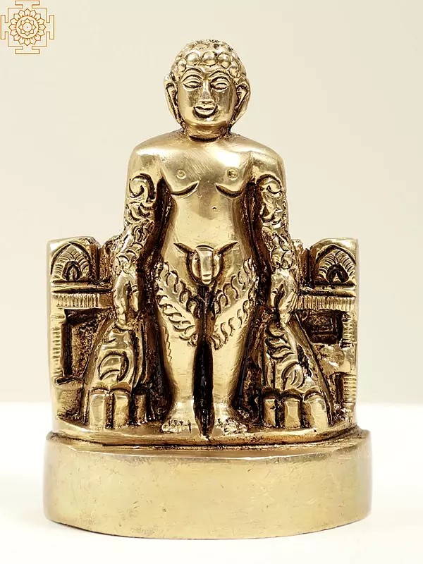 3" The Last Jain Tirthankara 'Mahavir' Sculpture in Brass | Handmade