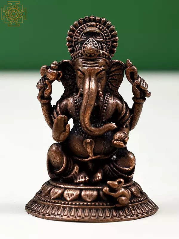 2" Small Copper Ganesha Statue | Handmade