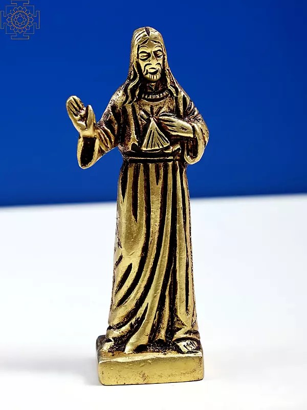 3" Small Brass Blessing Jesus Christ Statue | Handmade