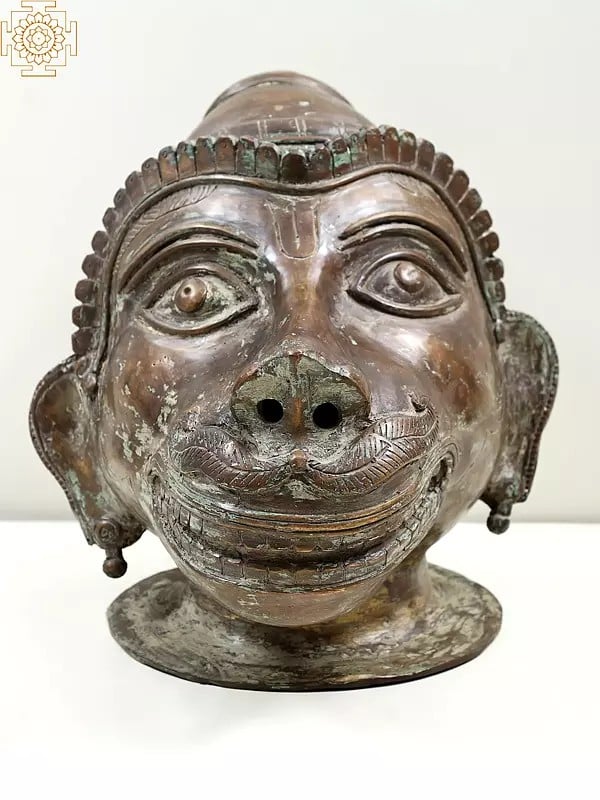 14" Brass Lord Hanuman Head | Handmade