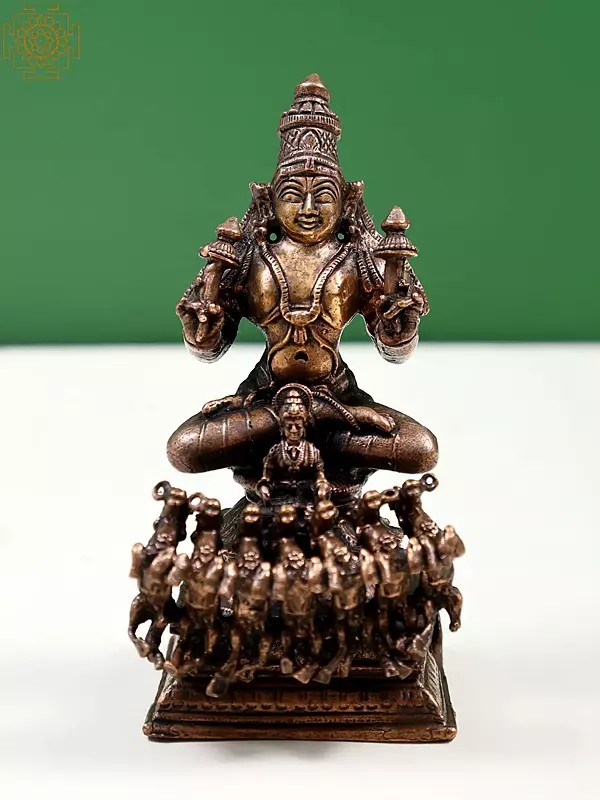 4"  Small Lord Surya on His Seven Horses Chariot | Handmade