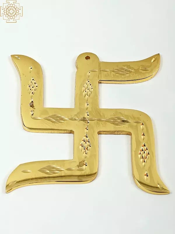 4" Small Brass Swastika Wall Hanging | Handmade