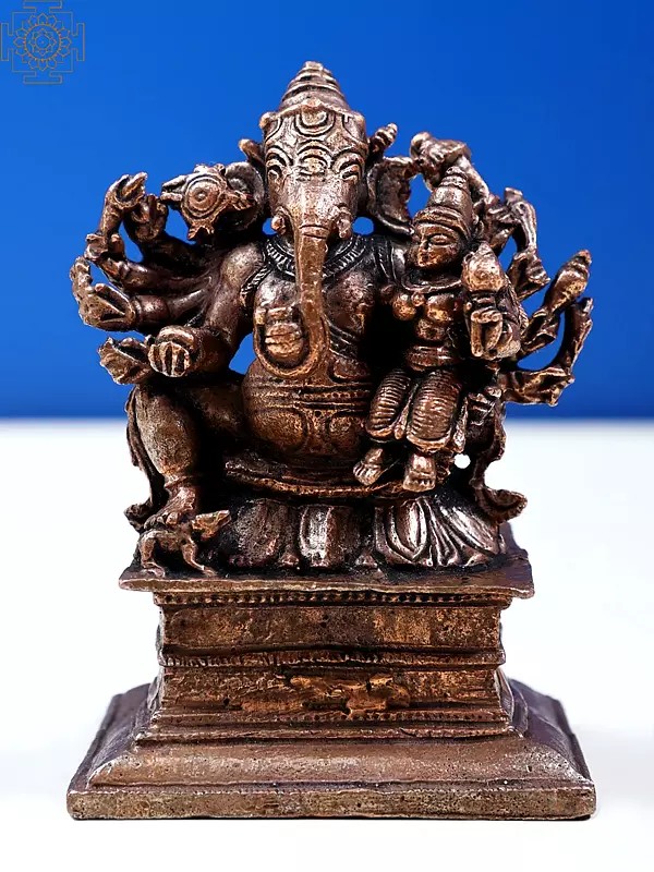 3" Small Copper Shakti Ganesha  Statue| Handmade