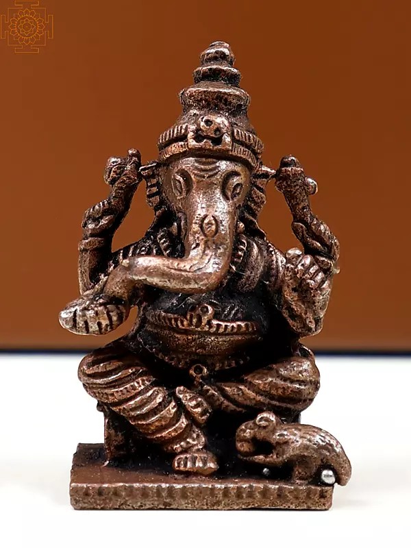 1" Small Lord Ganesha Seated on Pedestal | Handmade