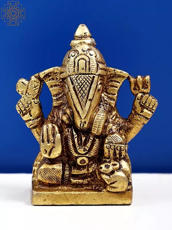 2" Small Brass Blessing Ganesha | Handmade