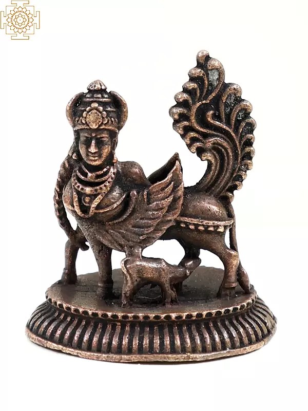 1" Small Copper Kamdhenu Cow God Statue | Handmade