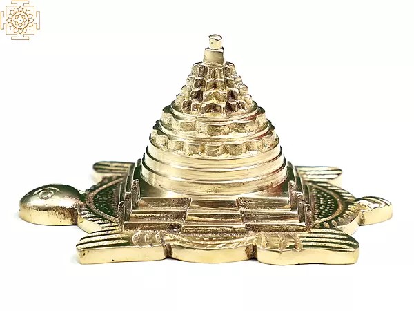 3" Small Brass Shri Yantra on Turtle | Handmade