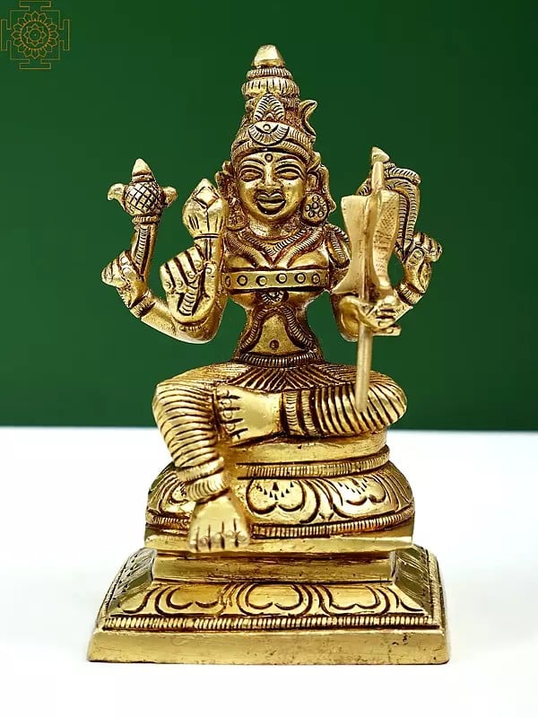 5" Small Brass Goddess Rajarajeshwari Statue | Handmade