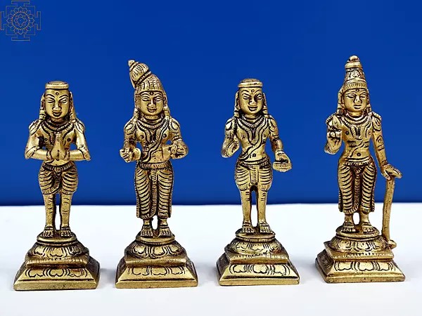 3" Small Nalvar Set Statue (Appar, Sundarar, Manika Vasagar and Sambandar) | Handmade