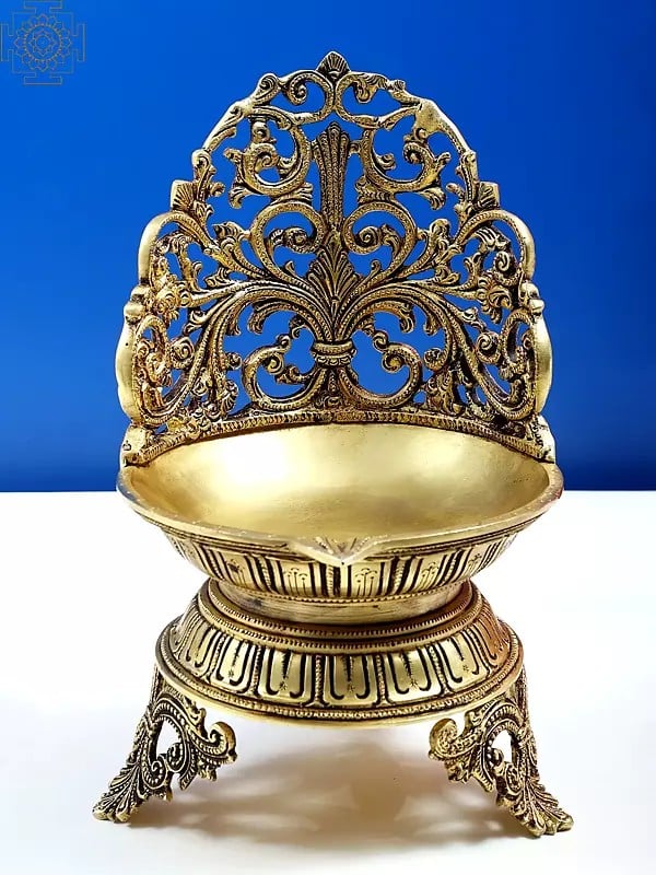 11" Brass Ornaments Design Diya | Handmade