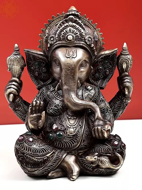 9" Bhagwan Ganesha with Filigree Work | Handmade