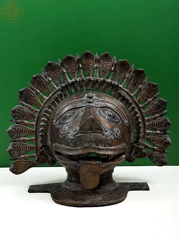19" Brass Bhairava Mask | Handmade